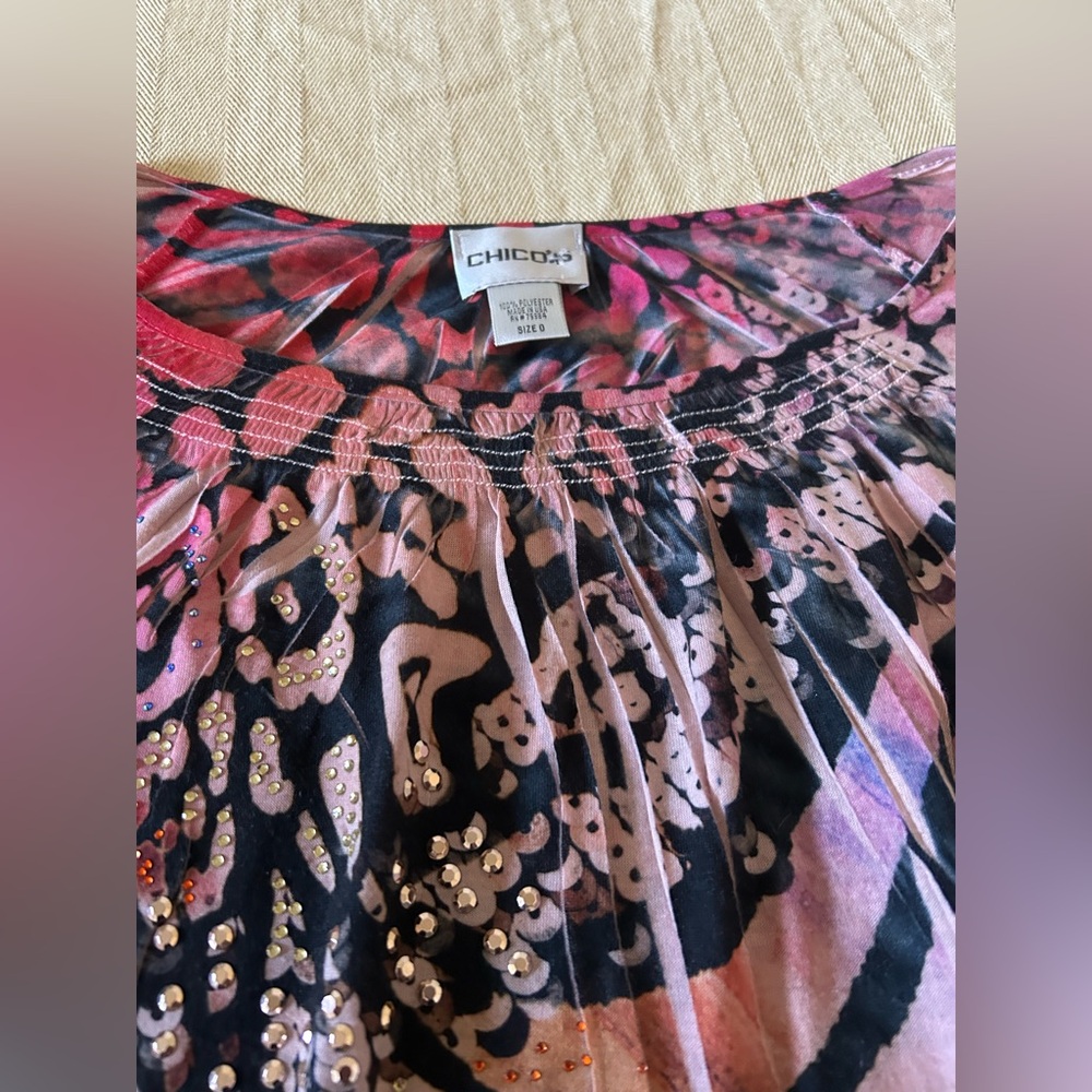 Chico's Vibrant Pink and Black A-Line Skirt